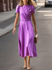 A Line/Princess Ruffles Tea-Length Short Sleeves Mother of the Bride Dresses