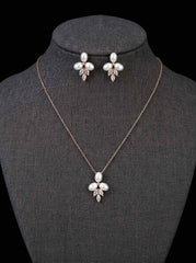 1 set Bridal Jewelry Two-piece Suit Rhinestone Imitation Diamond Necklace Earrings Women's Jewelry Set  For Wedding Gift