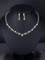 1 set Bridal Jewelry Two-piece Suit Rhinestone Imitation Diamond Necklace Earrings Women's Jewelry Set  For Wedding Gift